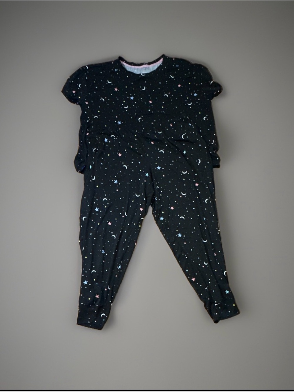 Joyspun Women's Black Star & Moon Celestial 2 piece Pajama Set 2X 18W-20W